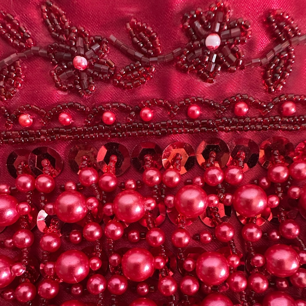 Vintage Red Beaded Evening Bag | Beaded Fringe Statement Purse - Picture 16 of 16